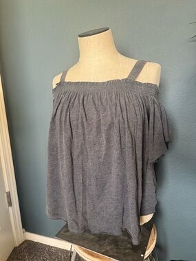 We The Free Gray Off-Shoulder Tank Top